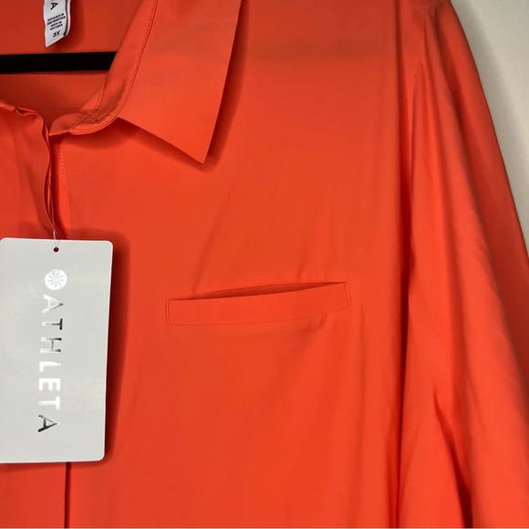NWT ATHLETA Urbanite Orange UPF 50 Buttondown Top - Picture 6 of 13